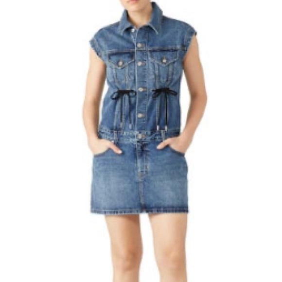 EUC Proenza Schouler Drawstring Tie Denim Dress - Picture 2 of 9